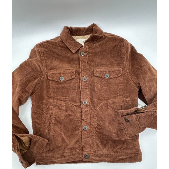 Mutual Weave Sherpa Lined Corduroy Trucker Jacket Brown Western Workwear S - Picture 10 of 15